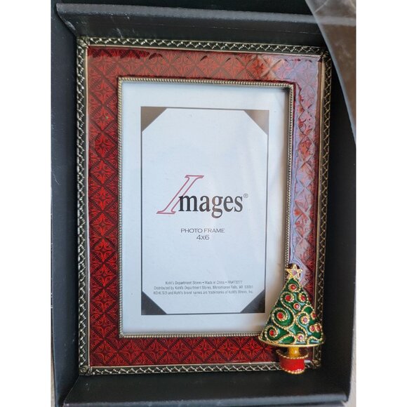 Vintage metal picture Frame red tree xmas Home decor - Picture 1 of 5